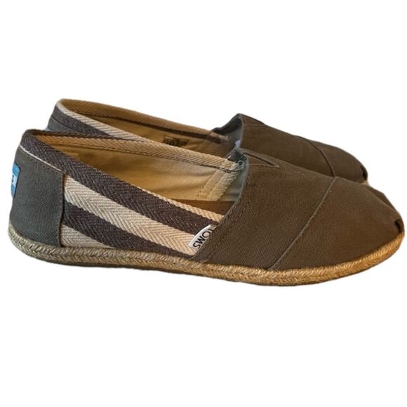 TOMS Womens Classic, Grey, stripe, Slip-Ons University shoes, size 8.5 - Picture 1 of 15